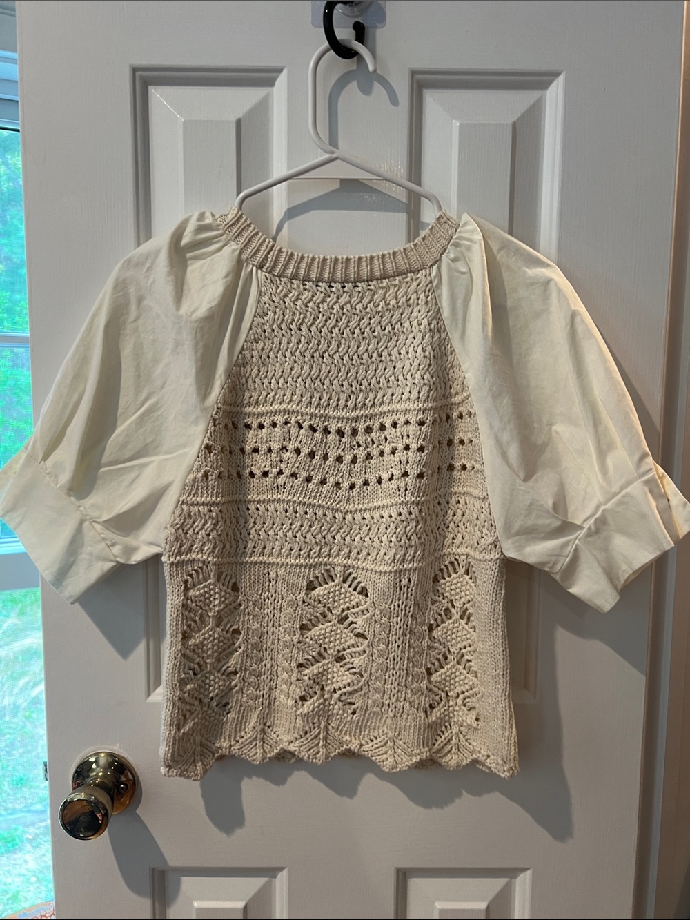 Zara Ivory Crochet Puff Sleeve Top - Picture 5 of 5